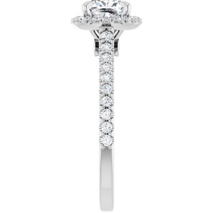 Platinum 6 mm Cushion Forever Oneâ„¢ Moissanite & 1/3 CTW Diamond Engagement Ring